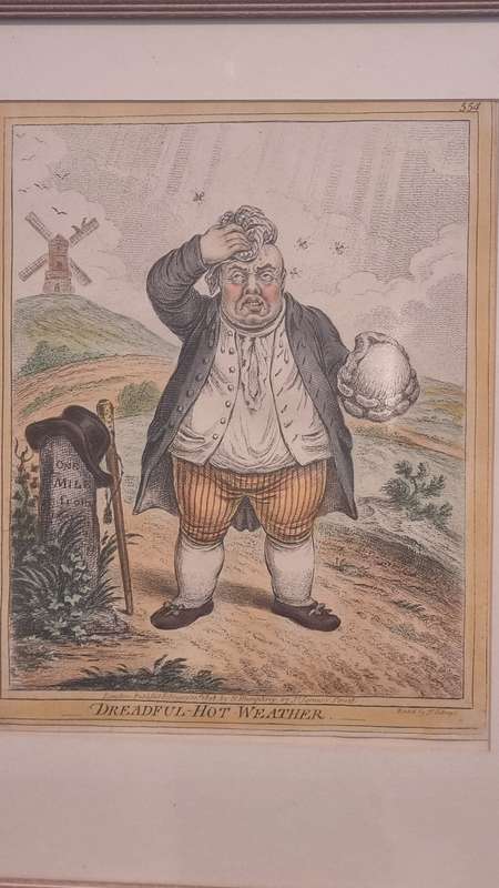 Dreadful Hot Weather. Original Hand Coloured Copper Plate Etching. Gillray, James ( 1757-1815 )