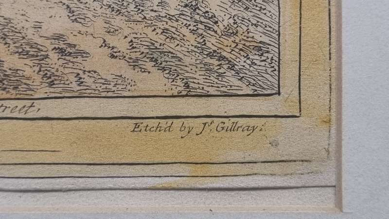 Dreadful Hot Weather. Original Hand Coloured Copper Plate Etching. Gillray, James ( 1757-1815 )