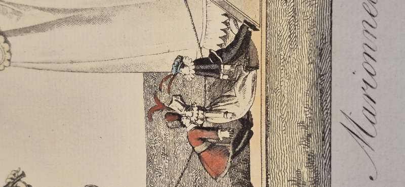 Les Petites Marionnettes. Amazing French 1815 Paris Engraving. The little puppets. Costume Print.