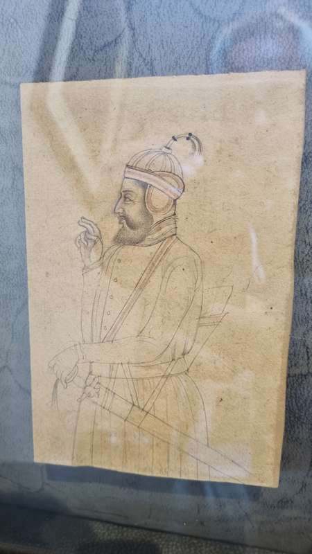 Original Antique Mughal Drawing of a Warrior. North Indian, Persian influence. 19th century paper.
