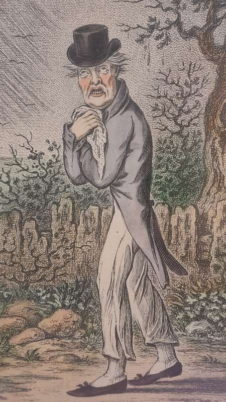 Raw Weather. Original Hand Coloured Copper Plate Eching. Gillray, James ( 1757-1815 )