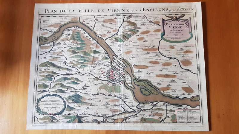 ORIGINAL map of Vienna dated 1692.Plan de la Ville de Vienne en Austriche et ses Environs  SANSON.