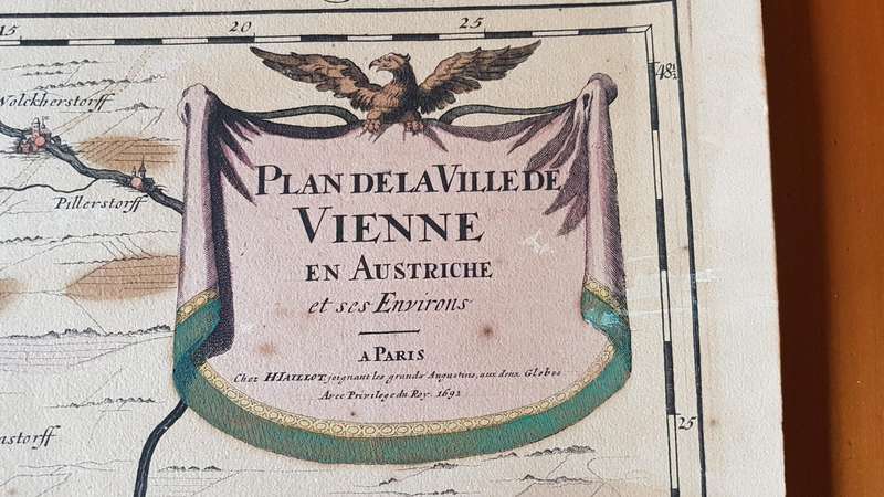 ORIGINAL map of Vienna dated 1692.Plan de la Ville de Vienne en Austriche et ses Environs  SANSON.