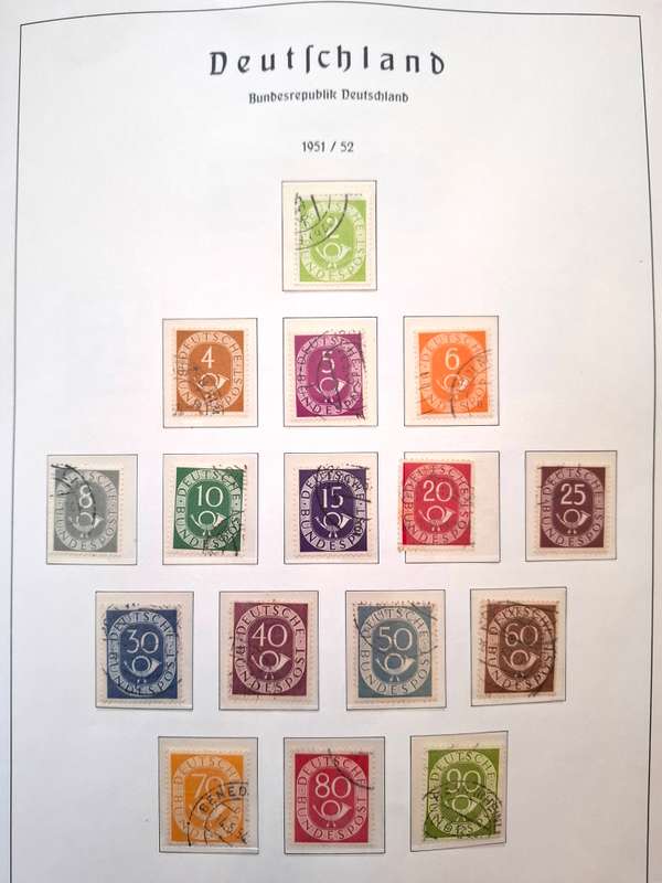 Deutsches Bund 1949 to 1990 Preprinted album mostly complete with used stamps - see images