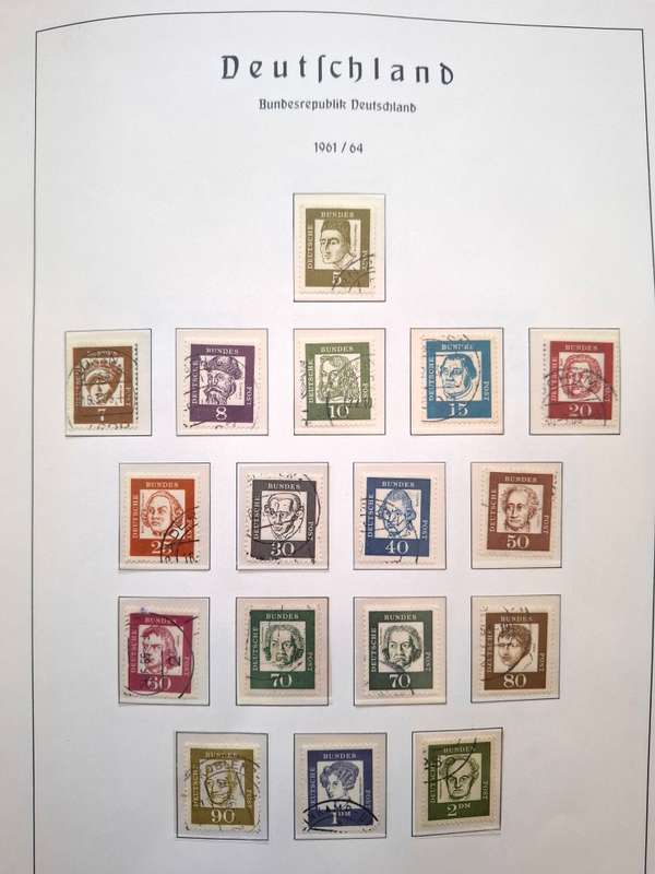Deutsches Bund 1949 to 1990 Preprinted album mostly complete with used stamps - see images
