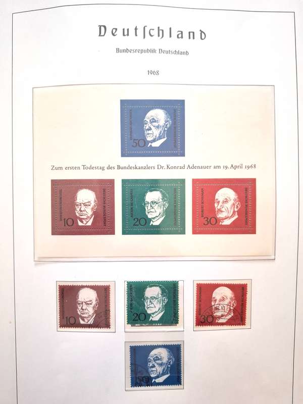 Deutsches Bund 1949 to 1990 Preprinted album mostly complete with used stamps - see images