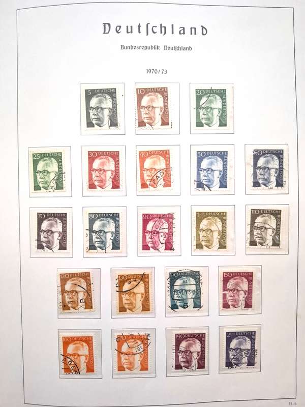 Deutsches Bund 1949 to 1990 Preprinted album mostly complete with used stamps - see images