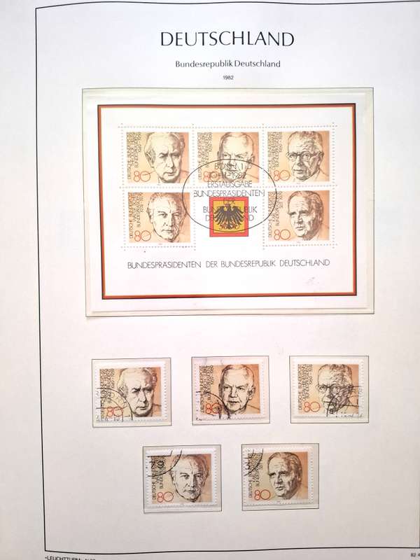 Deutsches Bund 1949 to 1990 Preprinted album mostly complete with used stamps - see images