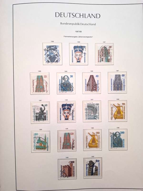 Deutsches Bund 1949 to 1990 Preprinted album mostly complete with used stamps - see images