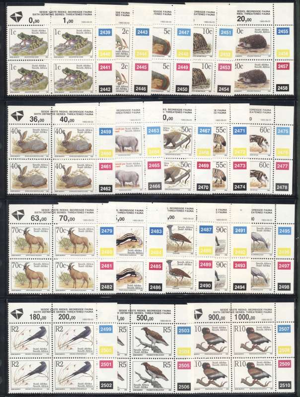 RSA 1993 6th Definitives Animals - Base set of 18 Superb Controls to R10