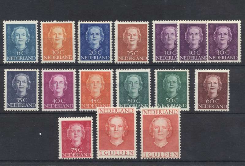 Netherlands 1949 Queen Juliana Part set + extras - Fine MLH - CV 270 Pounds+ ! R 6000