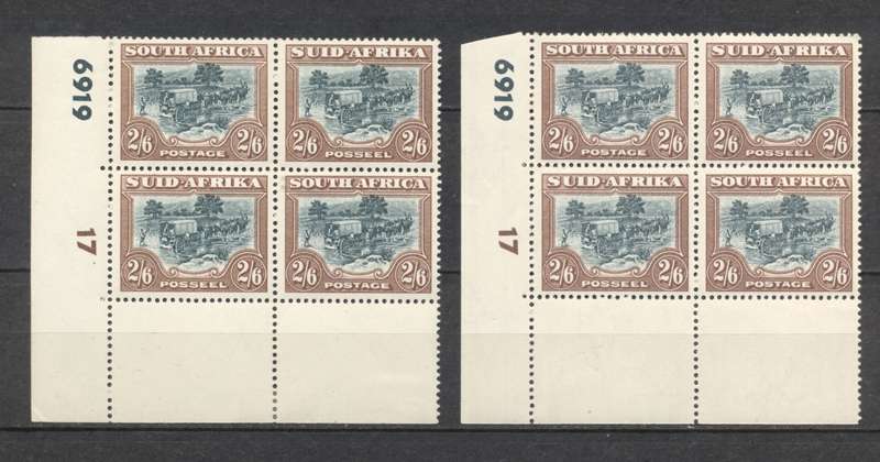 1947 CC 120 2s6d Superb corner blocks - MLH in margin - see scans