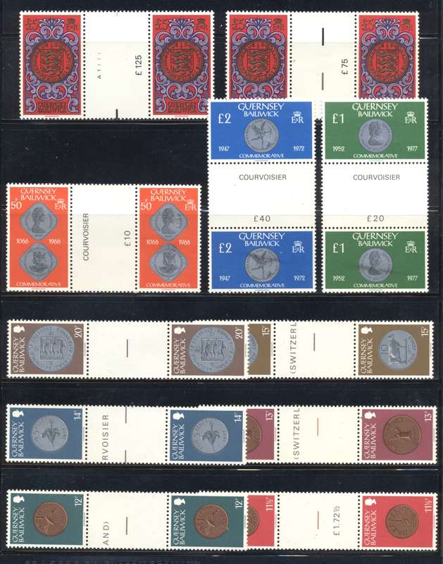 Fantastic Guernsey 1979/81 COINS full set of 22 gutter Pairs - Superb Unmounted -