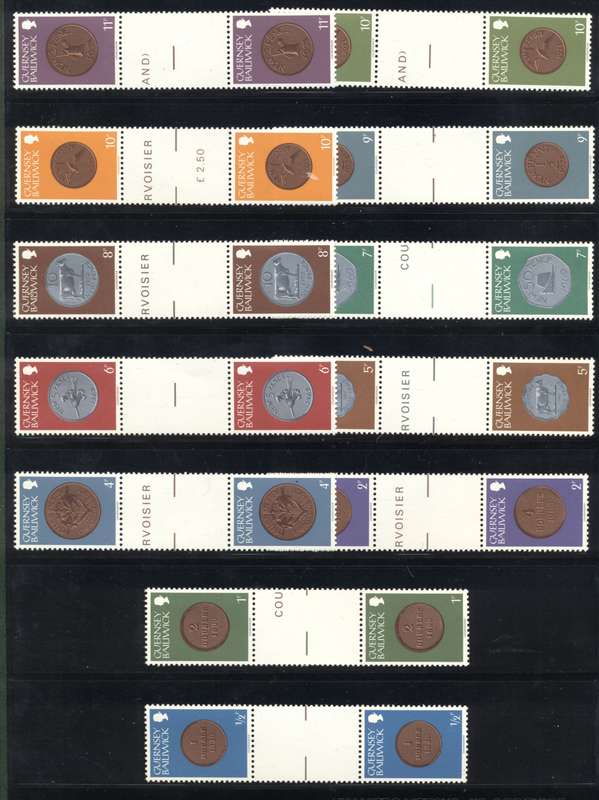 Fantastic Guernsey 1979/81 COINS full set of 22 gutter Pairs - Superb Unmounted -