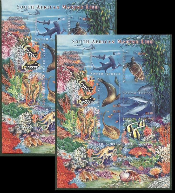 RSA 2001 Marine Life Large Format self adhesive sheets x 2 - Superb Condition