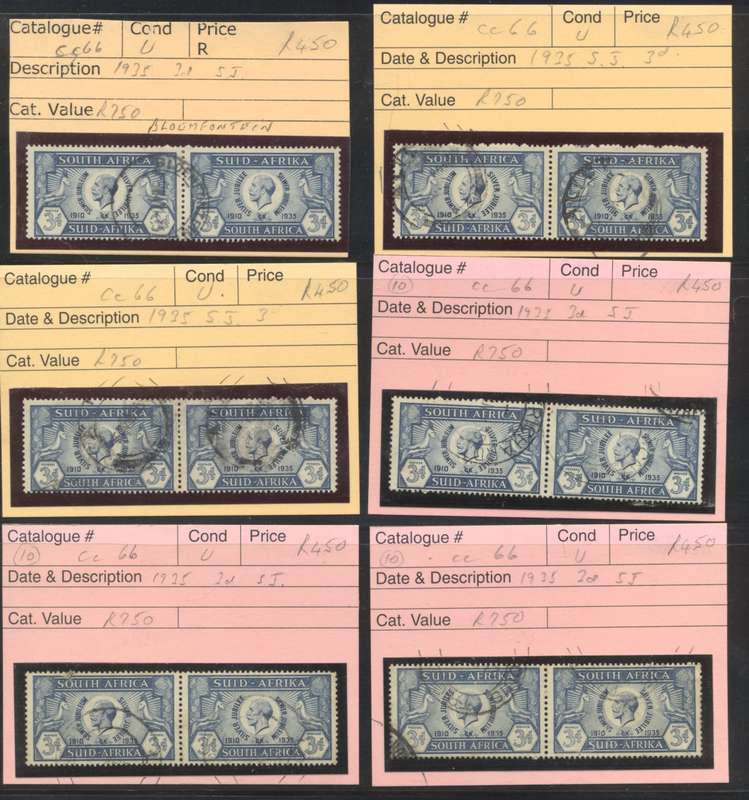 1935 KGVI Silver Jubilee 3 d used pairs x 6 - CV R 4500 !