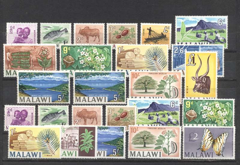 Malawi 1964 & 1966 Definitive issues full sets - Fresh MLH - CV 77 Pounds