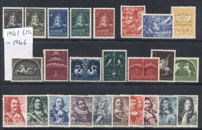Netherlands 1941 to 1946 Selection of sets & part sets - Fill some Gaps ! Fresh MLH