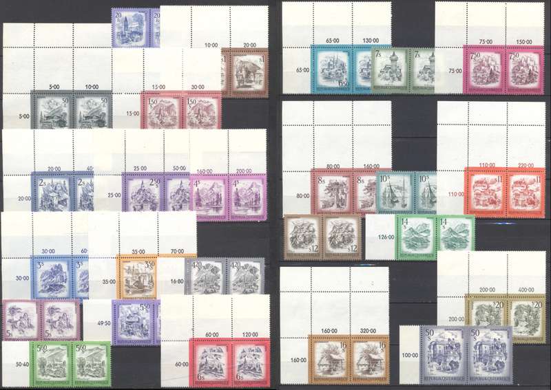 Austria 1973 Very Scarce Definitives Superb Unmounted Pairs CV R 5000  !