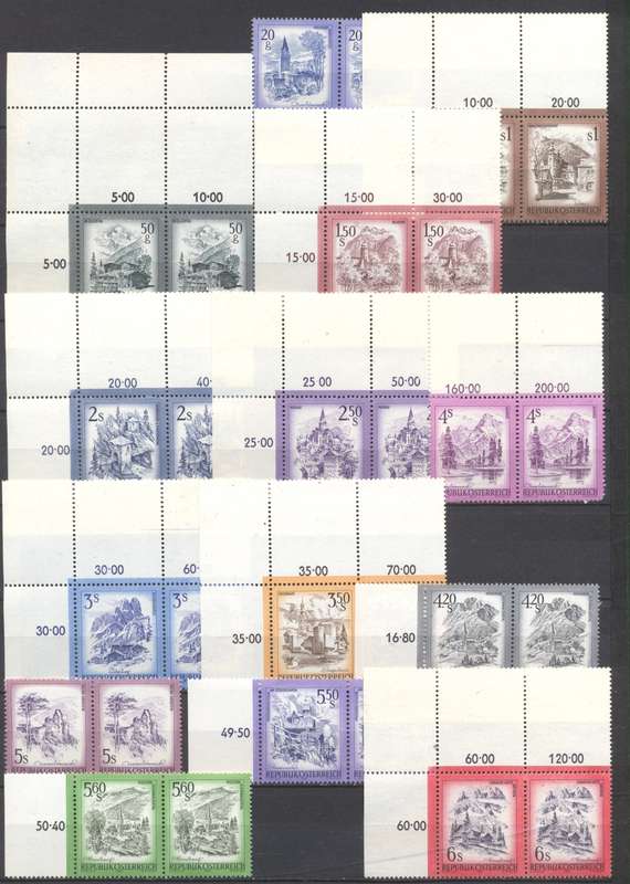 Austria 1973 Very Scarce Definitives Superb Unmounted Pairs CV R 5000  !