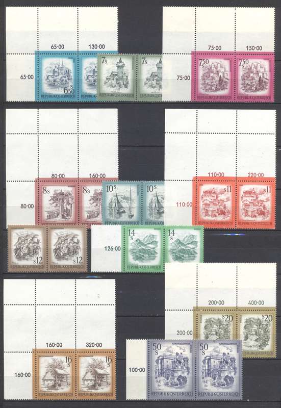 Austria 1973 Very Scarce Definitives Superb Unmounted Pairs CV R 5000  !