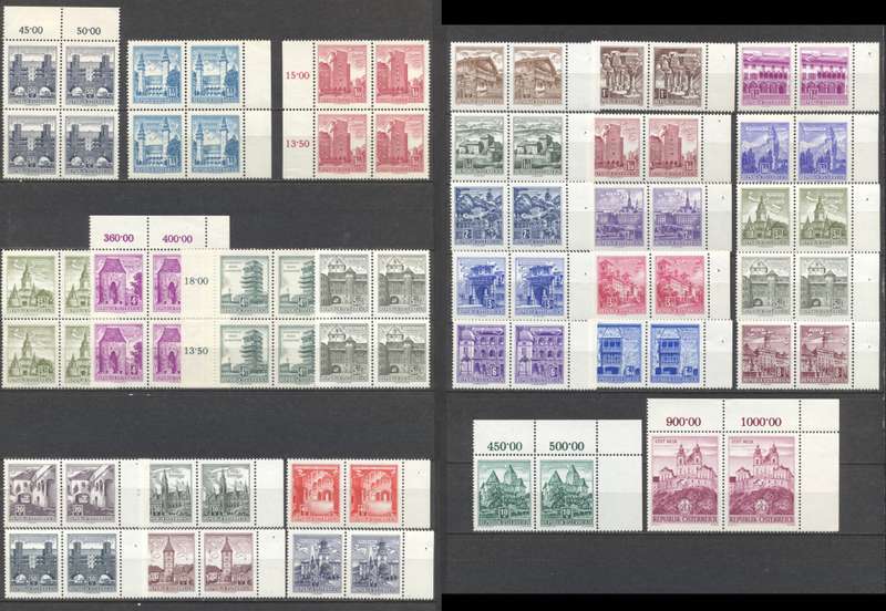 Austria 1957 Scarce Definitives Unmounted Mint Blocks & Pairs to top value - CV R 5000  !