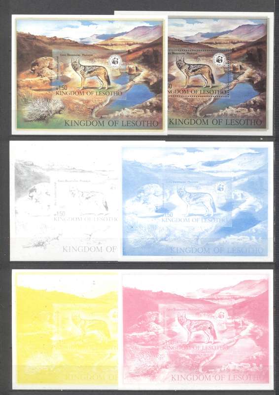 Lesotho WWF Jackal M/sheet Imperforated & color Seperation Imperf m/sheets - superb