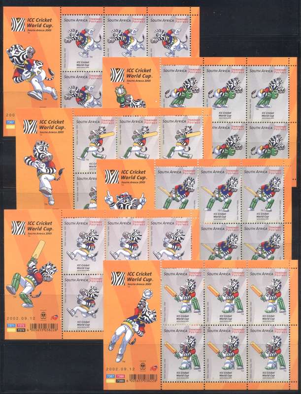 RSA 2002 ICC Cricket World Cup Issue full set of 6 sheetlets - superb