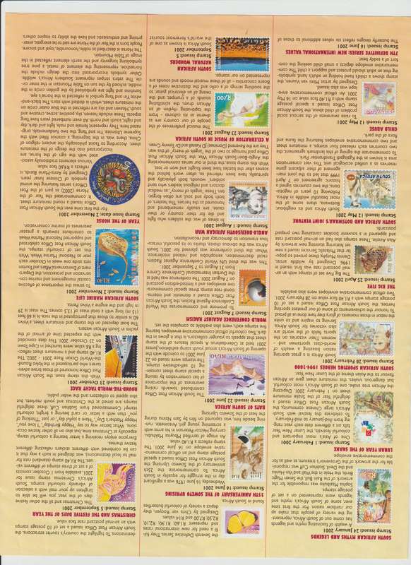 RSA 2000 -2001 Selection of Stamps, Mini Sheets CV +/- R 2500.00. See Scans.
