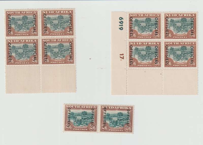 RSA 2'6 Shilling Official 1932 Pair & 1952 blocks. High CV, SEE SCANS.