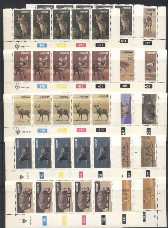 SWA Wildlife Definitives 54 controls different dates & 4 Mint booklets - see 4 scans