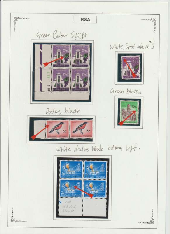 RSA 1961 - 1974 Singles, Control Blocks, Varieties, Printing errors. High CV. See Scans.