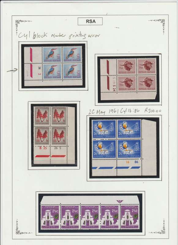 RSA 1961 - 1974 Singles, Control Blocks, Varieties, Printing errors. High CV. See Scans.