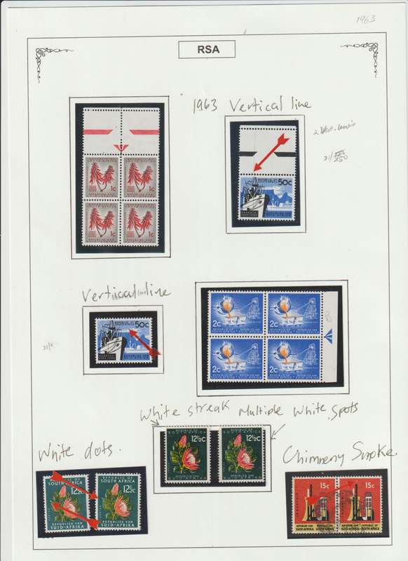 RSA 1961 - 1974 Singles, Control Blocks, Varieties, Printing errors. High CV. See Scans.