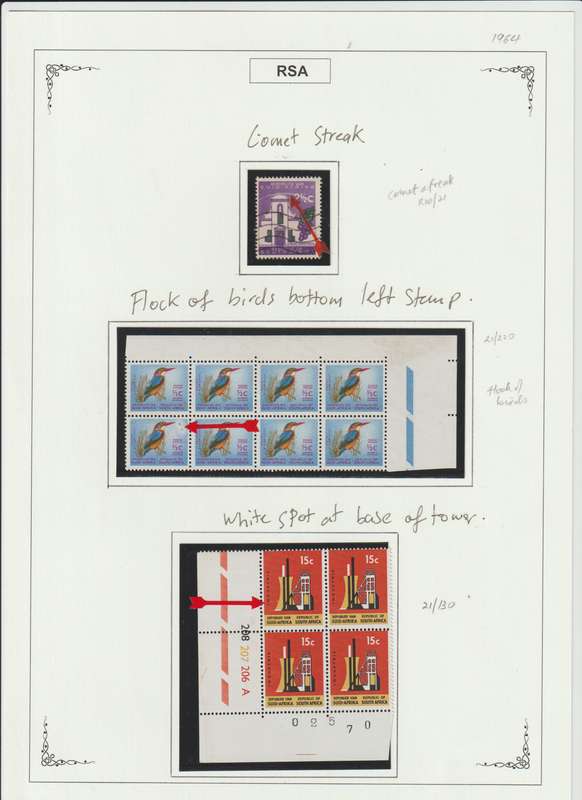RSA 1961 - 1974 Singles, Control Blocks, Varieties, Printing errors. High CV. See Scans.