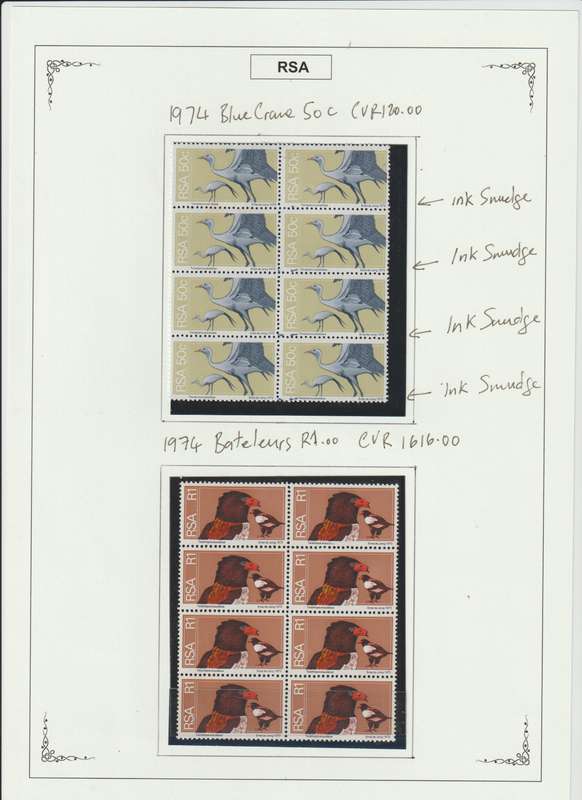 RSA 1961 - 1974 Singles, Control Blocks, Varieties, Printing errors. High CV. See Scans.