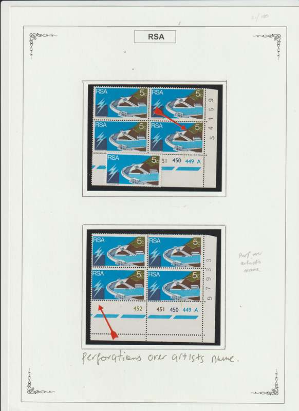 RSA 1961 - 1974 Singles, Control Blocks, Varieties, Printing errors. High CV. See Scans.