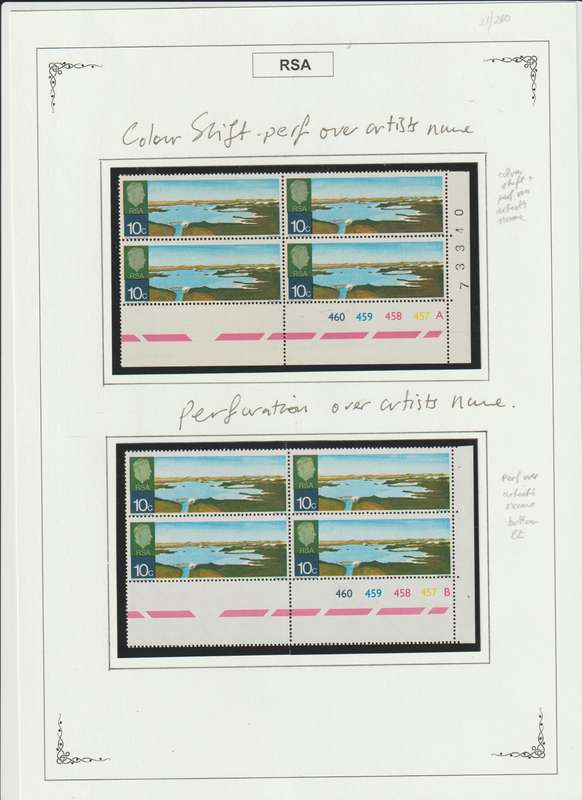 RSA 1961 - 1974 Singles, Control Blocks, Varieties, Printing errors. High CV. See Scans.
