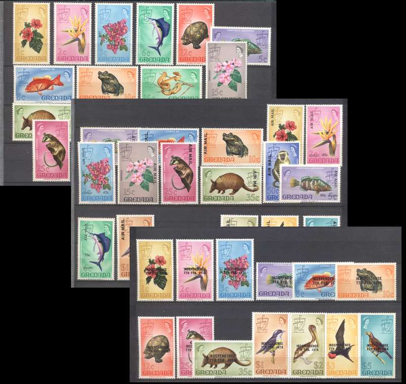 Grenada Wildlife definitives selection - various overprints - MLH