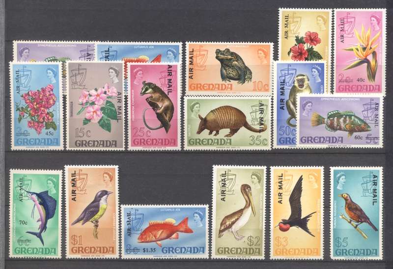 Grenada Wildlife definitives selection - various overprints - MLH