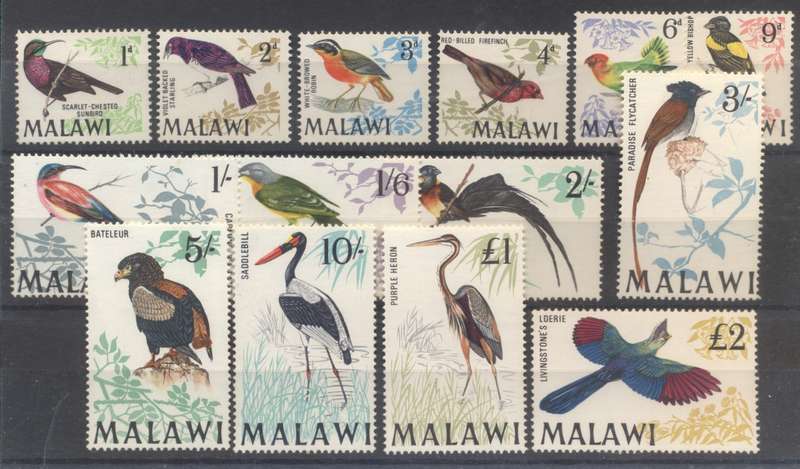 Malawi Birds 1969 full set of 14 - Superb Unmounted mint