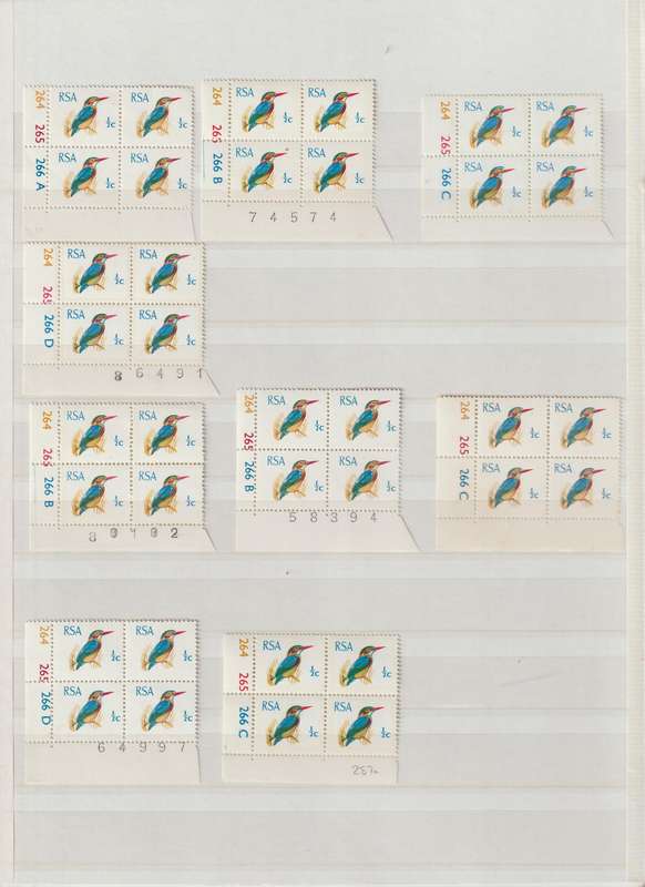 RSA 1964 - 1968 1/2 cent Kingfisher Blocks. Imperf Block, Smudge Printing High CV. See Scans !!!