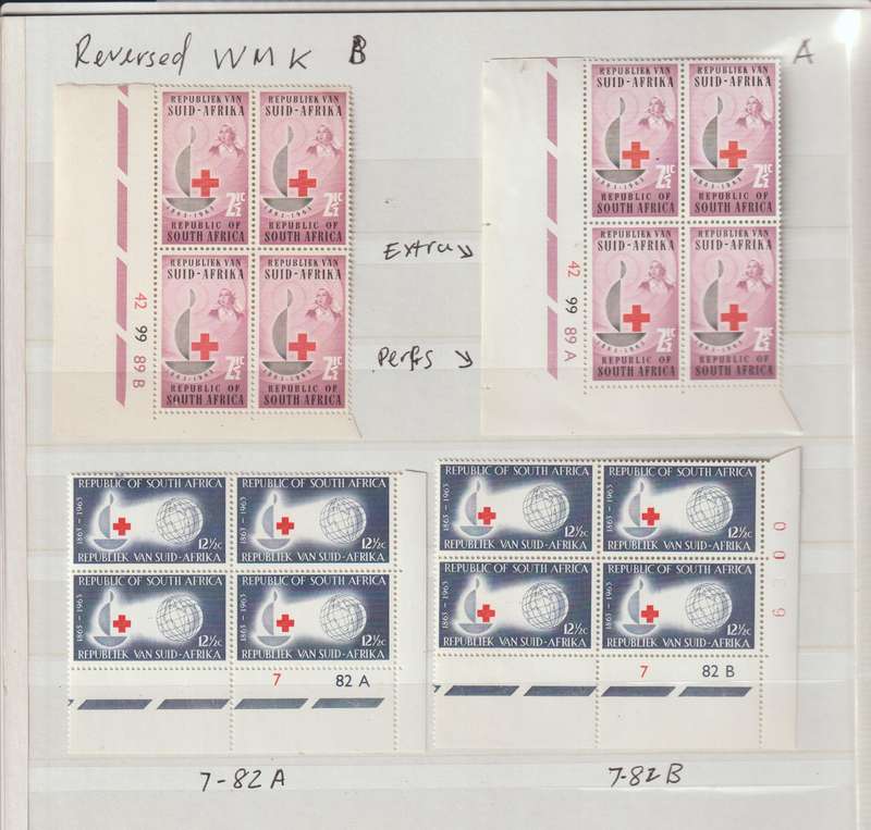 RSA 1963 -1964 Red Cross centenary, Nursing 50 th Anniversary Blocks, Errors. Great Grouping !
