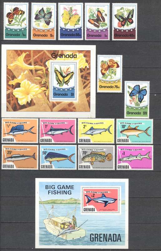 Grenada Butterflies & Big Game Fishing Superb unmounted m/sheet & set (2)