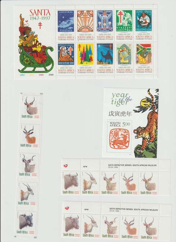 1997 - 1999 South Africa selection of mini sheets , setenant strips. Good Value. See Scans !!!