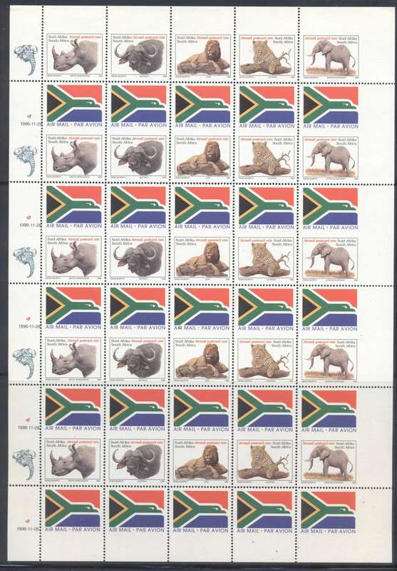 RSA 1996 Big Five uncut booklet pane - superb condition