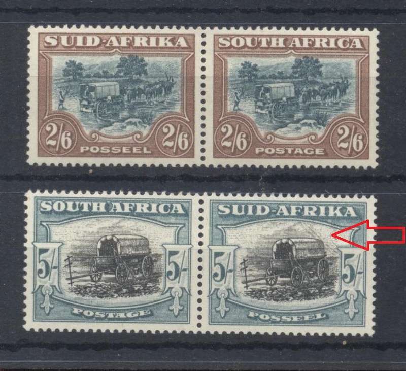 1947-54 Pictorals 5s with "Rain Flaw" , 2s6d both Superb MNH - CV R 1950