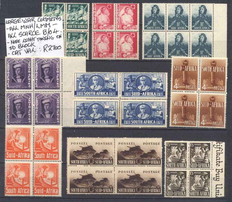 Union Large Wars Full set in superb Blocks - CV R 2700 !