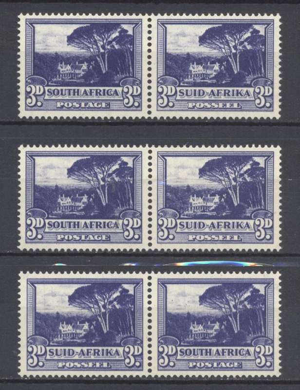 1948 CC 116b 3d Blackish Blue Large Perf Holes Superb Pairs x 3 - CV R 6000 !