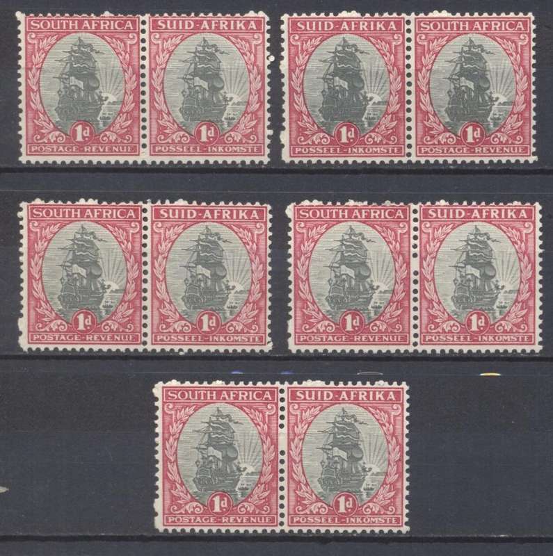 1933 CC56d Unscreened Coil Superb Unmounted pairs x 5 - CV R 3500